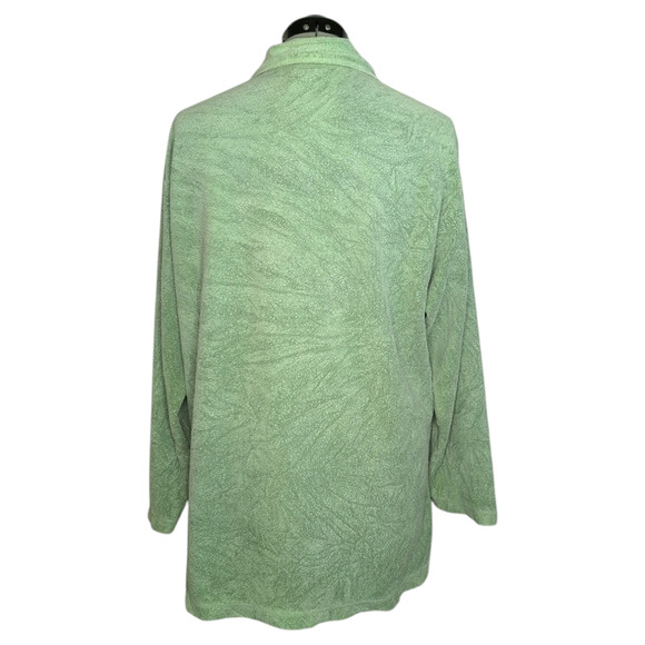 Mododoc Light Green Cotton/Poly Long Sleeve Button Front Shacket, Shirt Jacket - Picture 3 of 11